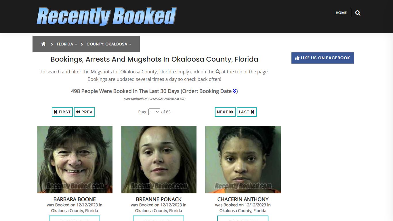 Bookings, Arrests and Mugshots in Okaloosa County, Florida